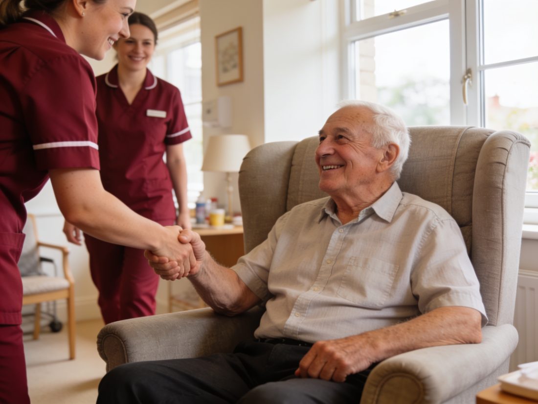 A MAP HealthCare healthcare professional supporting a resident in a Bristol care home
